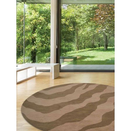 MICASA 8 x 8 ft. Hand Tufted Wool Contemporary Round Area RugBeige & Brown MI1776592